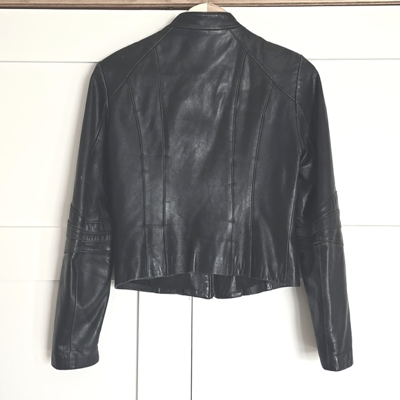 Cropped leather jacket - Picture 3 of 15